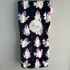New Olivia & Co Halloween Black Pink Cowgirl Hat Ghost Western 60x70 Blanket